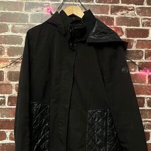 DKNY Mixed Media Quilted Softshell Hooded Jacket